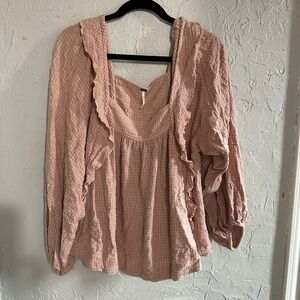 Free people square neck blush ruffle top